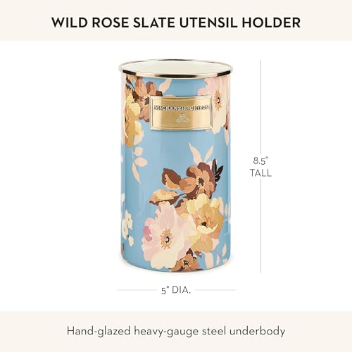 Enamel Utensil Holder (Slate Wild Rose)