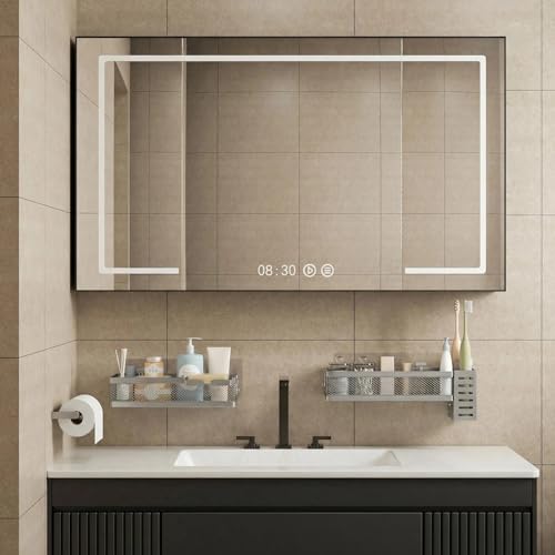 5-in-1 Wide Wall Mount Wrapped Mesh Kitchen Organizer & Shower Caddy Kit, with Paper Towel Holder, Utensil Holder, Soap Dish, Heavy Duty 50LBS - Silver Gray, Netting (Silver Grey / 5-in-1 Full Mesh (12.6" Wide))