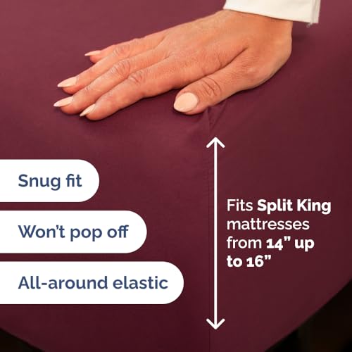 Flex Top Split Head King 4 Piece Sheet Set (25 - Burgundy / Split Head/Flex Top)