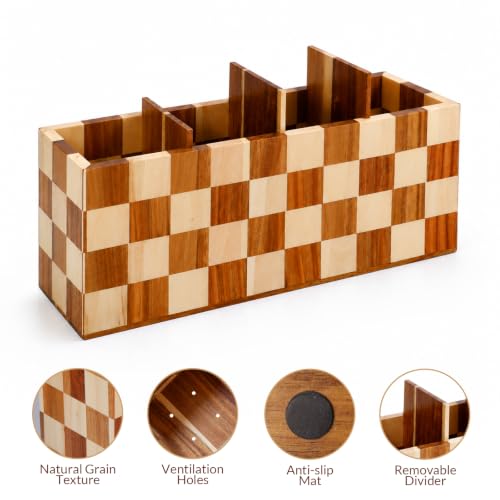 Large Kitchen Utensils Holder 4 Compartments with Checkered Design (Checkered / 4 Compartment)