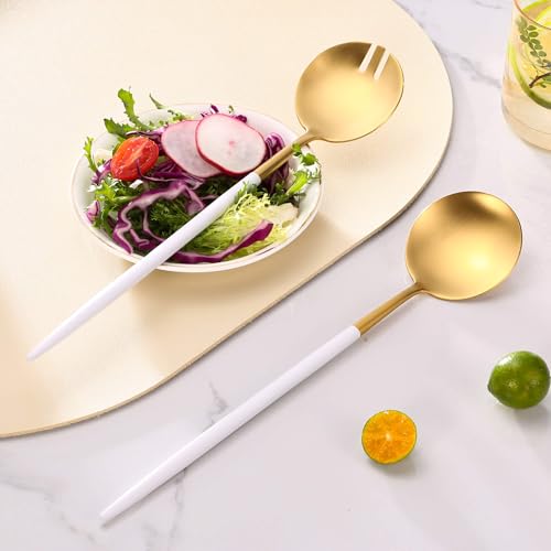 White Gold Salad Serving Utensils (White Gold)