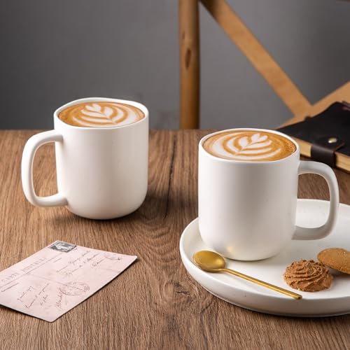 14oz Coffee Mugs Set of 6 (6 Count (Pack of 1) / Off White-Speckled)