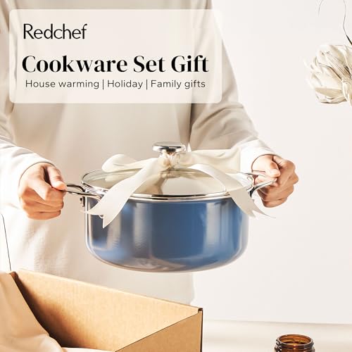 Ceramic Nonstick Cookware Set (Blue / 14PC Cookware Sets)