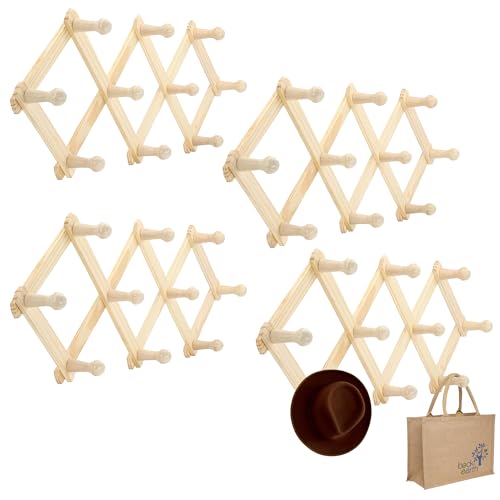 Set of 4 RAM PRO Accordion Style Wood Expandable Wall Rack for Hat (3 Count)