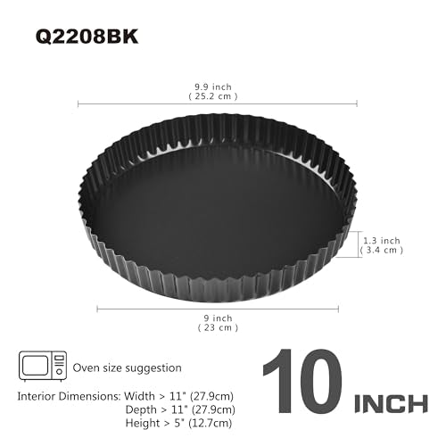 10 Inch Round Tart Pan with Loose Removable Bottom (10" Round (Black))