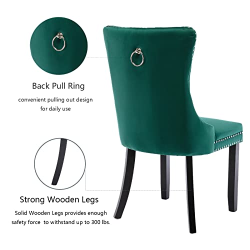 Green Velvet Dining Chairs Set of 4 (Green)