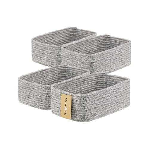 Small Storage Baskets for Organizing (4pcs-L11.5xW7.5xH4.7" / Grey)