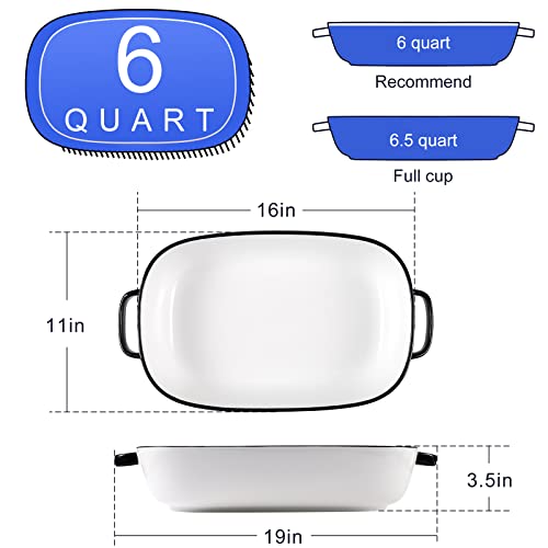 6 Quart Large Rectangular Baking Dish (6 quart White)