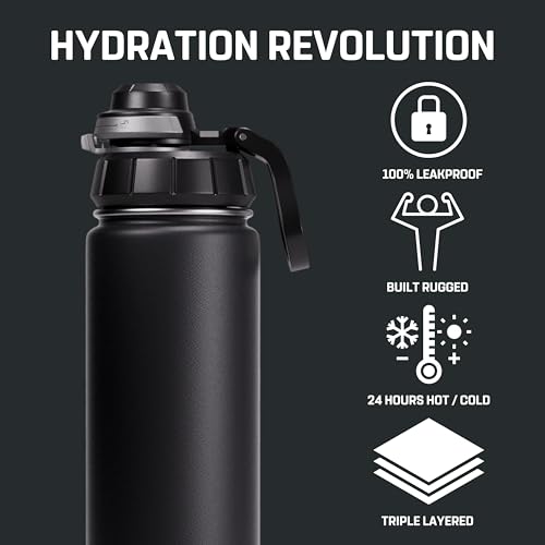 Vessence 24 Oz Stainless Steel Tea Infuser Bottle for Loose Leaf Tea (Reynisfjara Black / 24 Oz)