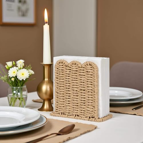 Scalloped Napkin Holder for Table Home Rustic Room Decor (Beige / Standing Style1)