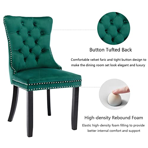 Green Velvet Dining Chairs Set of 6 (Green)