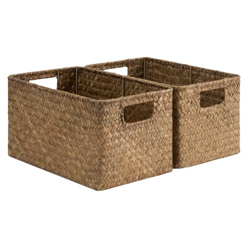 Wicker Baskets for Storage (Natural (Seagrass) / 2x 13"L x 8"W x 7"H)