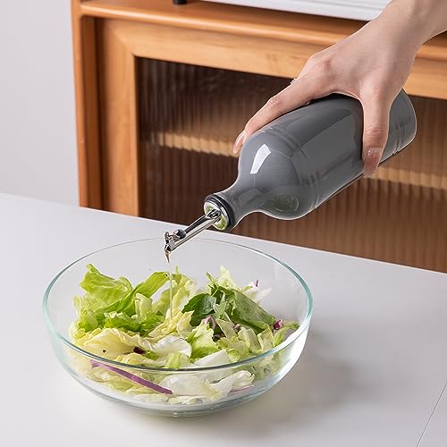 Sweejar Ceramic Olive Oil Dispenser Bottle (15.5 oz, Set of 1 / Dark Grey)