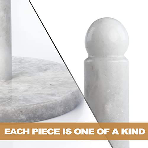 African Natural Marble Paper Towel Holder Countertop (Grigio Fantasy Stone Rod / 8" Base)