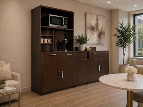 Upper Hutch Cabinet with 2 (90" W – 2 Doors + Trash + Hutch)