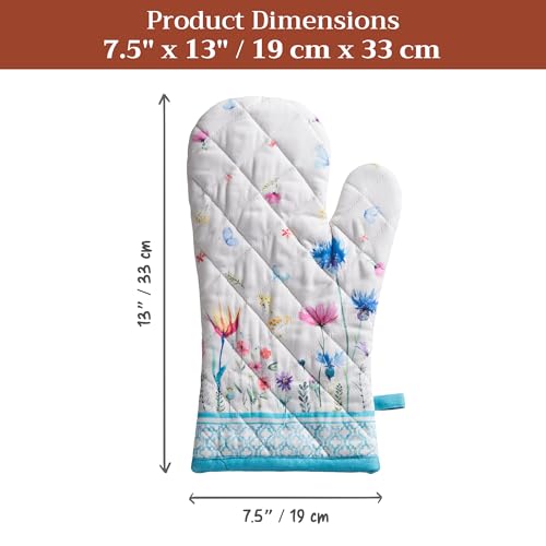 Maison d'Hermine Oven Gloves 100% Cotton Oven Mitt (080 - Flower in the Field / 7.5" x 13" (Oven Mitt))