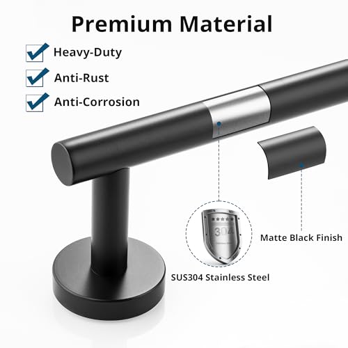 Towel Racks for Bathroom 29 Inch (Matte Black / 31.5" (29" Hanging Length))