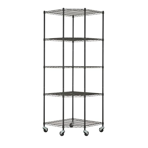 5 Tier Adjustable Wire Shelving with Wheels