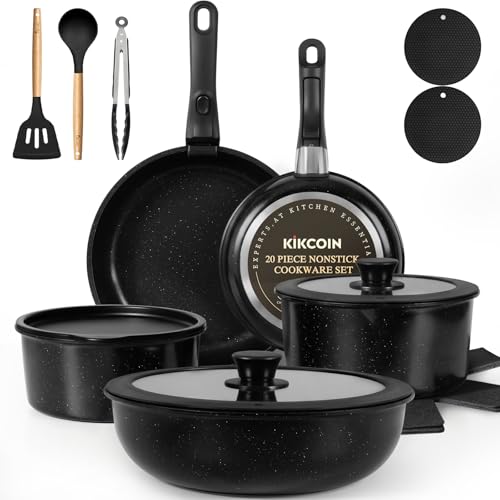Nonstick Pots and Pans Set (Black / 20 Pack)