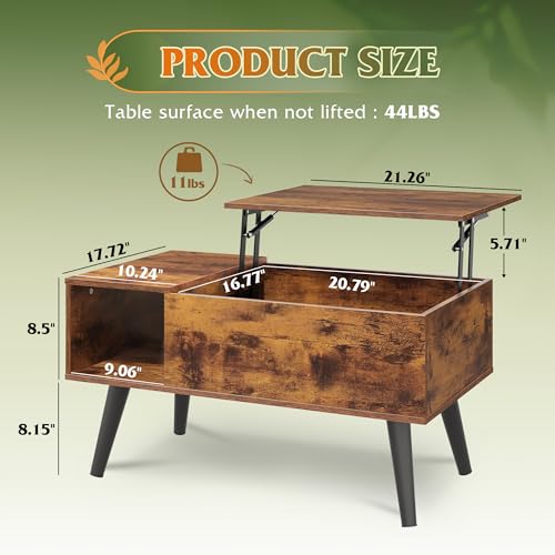 Lift Top Coffee Table with Hidden Storage (Classic Brown / 31.5")