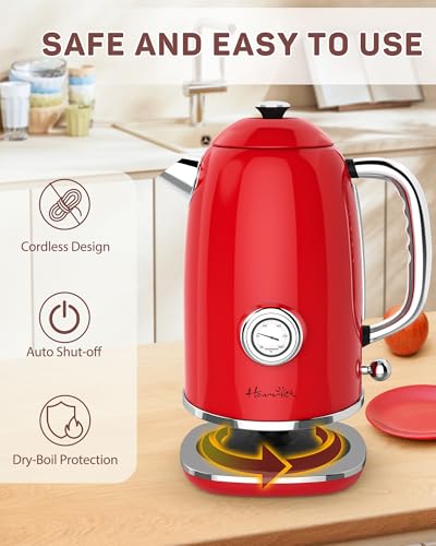 61 oz Electric Kettle with Thermometer (Red)
