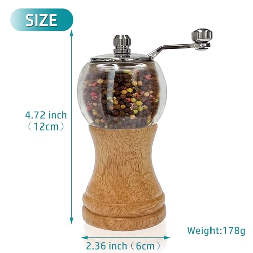 Wooden Salt and Pepper Grinder Set Manual Hand Cranked Salt & Pepper Mill (Burlywood 2pcs-5in)