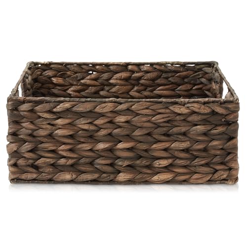 Set of 4 Water Hyacinth Pantry Baskets (Espresso - Hyacinth / 10" x 13" x 5")