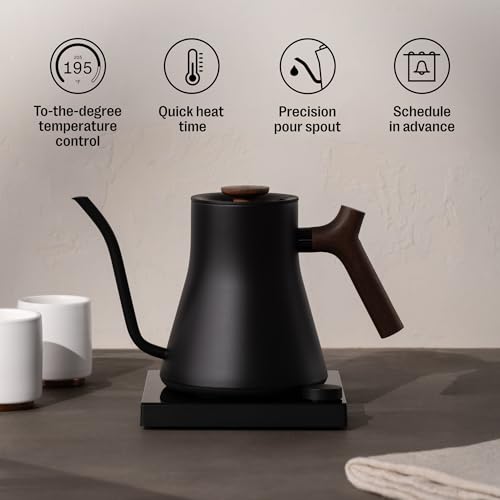 Stagg EKG Pro Studio Gooseneck Electric Kettle (Matte Black with Walnut Handle + Lid Pull / EKG Pro Studio)