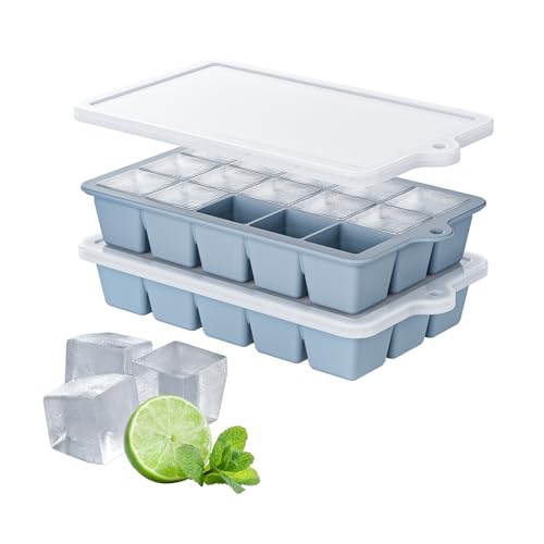 Silicone Ice Cube Tray 2 Pack (Ice Cube Tray 2 Pack / Blue+Blue)