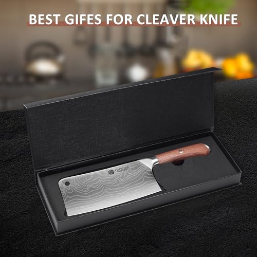 7 Inch Cleaver Knife with Full Tang Rosewood Handle (7 inch cleaver knife)