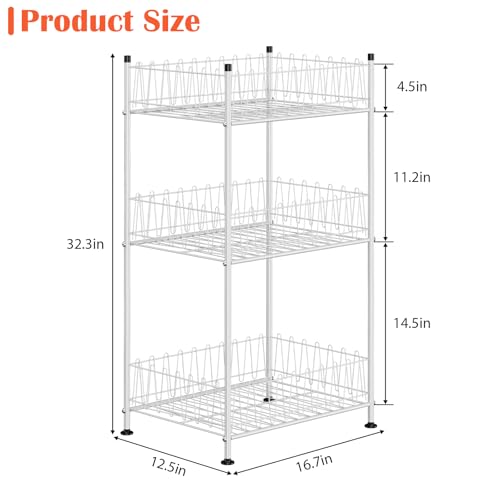 Water Bottle Storage Organizer 3 Tier Freestanding Water Bottle Holder Rack Stand Metal Drink Soda Can Organizer Beverage Shelf for Floor Pantry Kitchen Food Storage