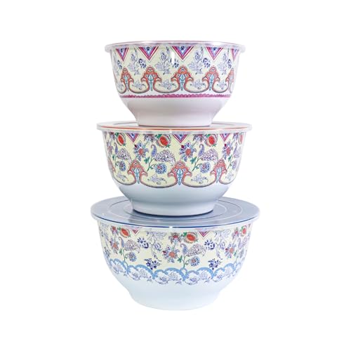 Melamine Mixing Bowl Set with Lids (Ottoman Floral / Large)