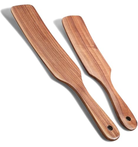 Spurtle Set Natural Acacia Wooden Kitchen Utensils Set of 2