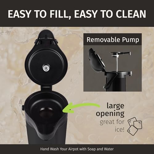 Airpot Coffee Carafe Dispenser with Pump Black 12 Hours Hot Water Retention (Black 3L / 102 Ounces)