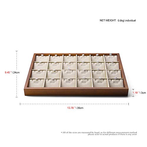 Wooden Jewelry Tray (Creamy-white 24 grid necklace/pendant jewelry tray)