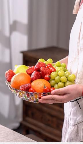 Hand Painted Colorful Woven Glass Crystal Salad & Fruit Bowl Decoration (Colorful)