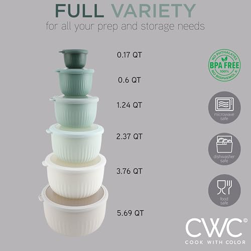 Prep Bowls with Lids (Green / 12 Piece Set - Deep Bowls)