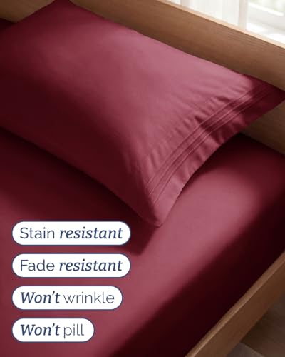 Twin Size 3 Piece Sheet Set (25 - Burgundy / Twin)