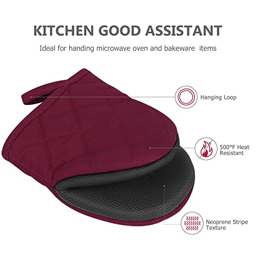 1 Pair Short Oven Mitts (Dark Red)