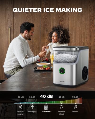 Nugget Ice Maker Countertop with Detachable Basket and Handle (Stainless Steel-Detachable / 33 lbs)