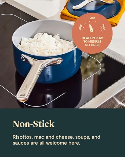 Non Stick Ceramic Sauce Pans with Lids (Sage / 3 Qt & 1.75 Qt)