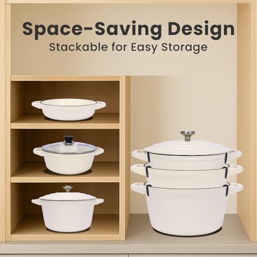 Enameled Cast Iron Set 5 (White B)