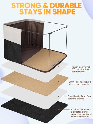 3 Pack Fabric Closet Storage Bins for Shelves (Black / 3PCS/Small-12x8x8)