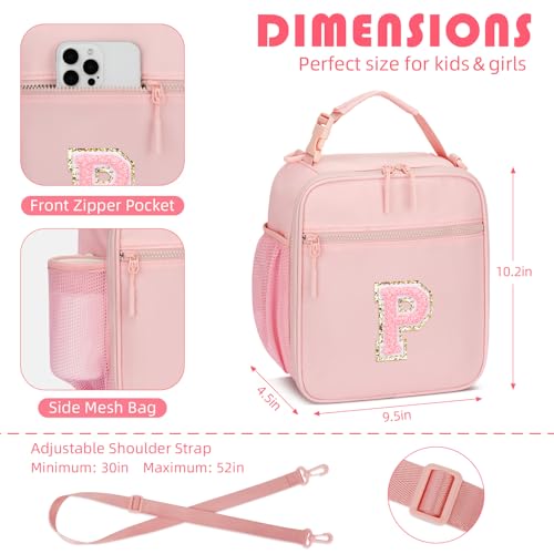 Lunch Box Kids Large Initial Insulated Lunch Bag for Girls