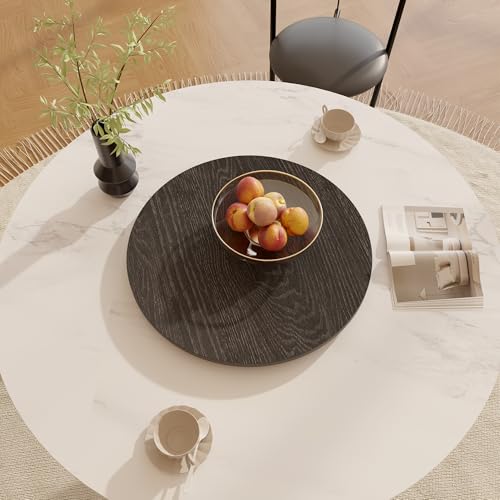 19.69" Sintered Stone Lazy Susan for Table Top (Black Wood / 50CM)