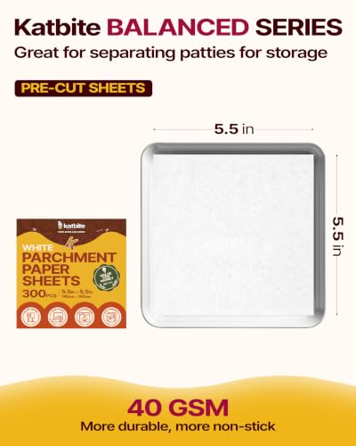 300 Pcs Burger Patty Paper Squares (5.5"x5.5"-300)