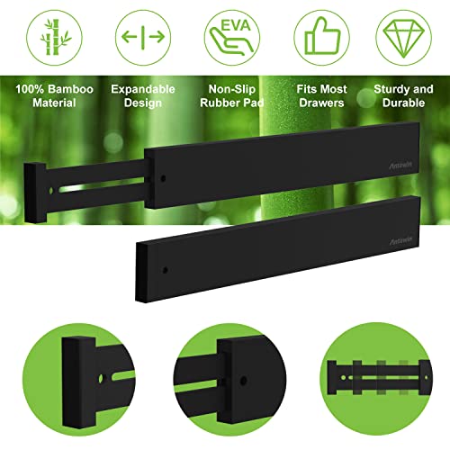 Bamboo Drawer Dividers Organizers (Black)