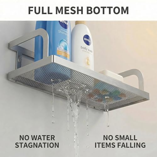2 Pack 16.5" Extra Long Slim Hollowout Shower Caddy (Silver Grey / U-Shape Easy Access (16.5" Extra Long))