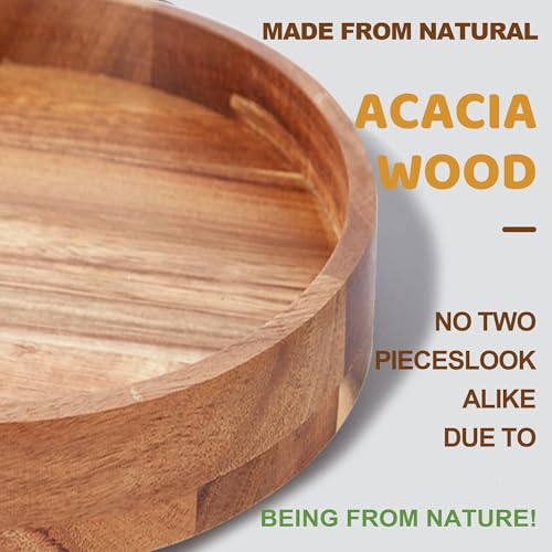 10" Acacia Wood Lazy Susan Organizer for Cabinet
