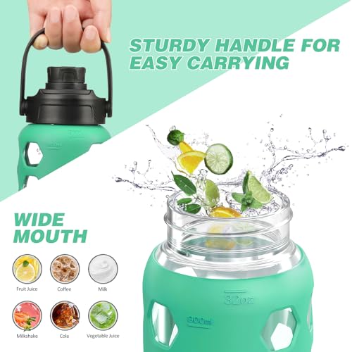 Glass Water Bottle (Green / 32 Ounces)
